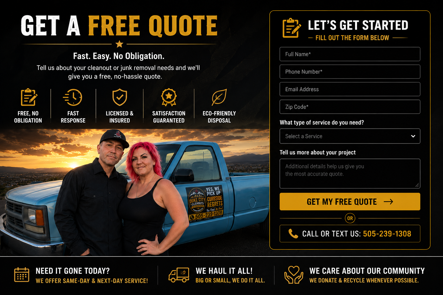 Get a free Duke City Cleanouts quote — fast, easy and no obligation