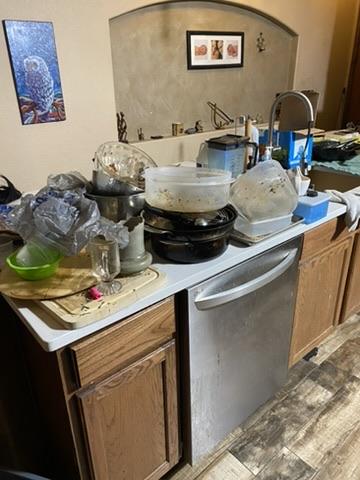 Kitchen counter before cleanup