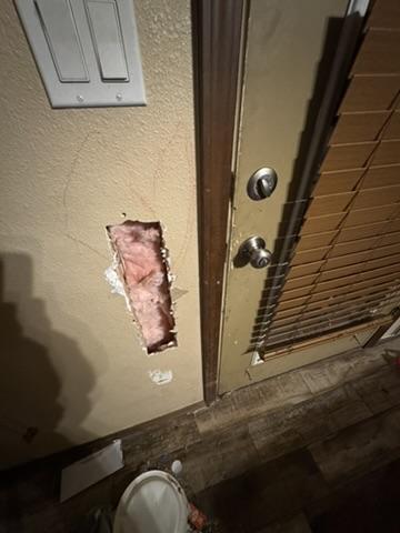 Entry wall repair before cleanup