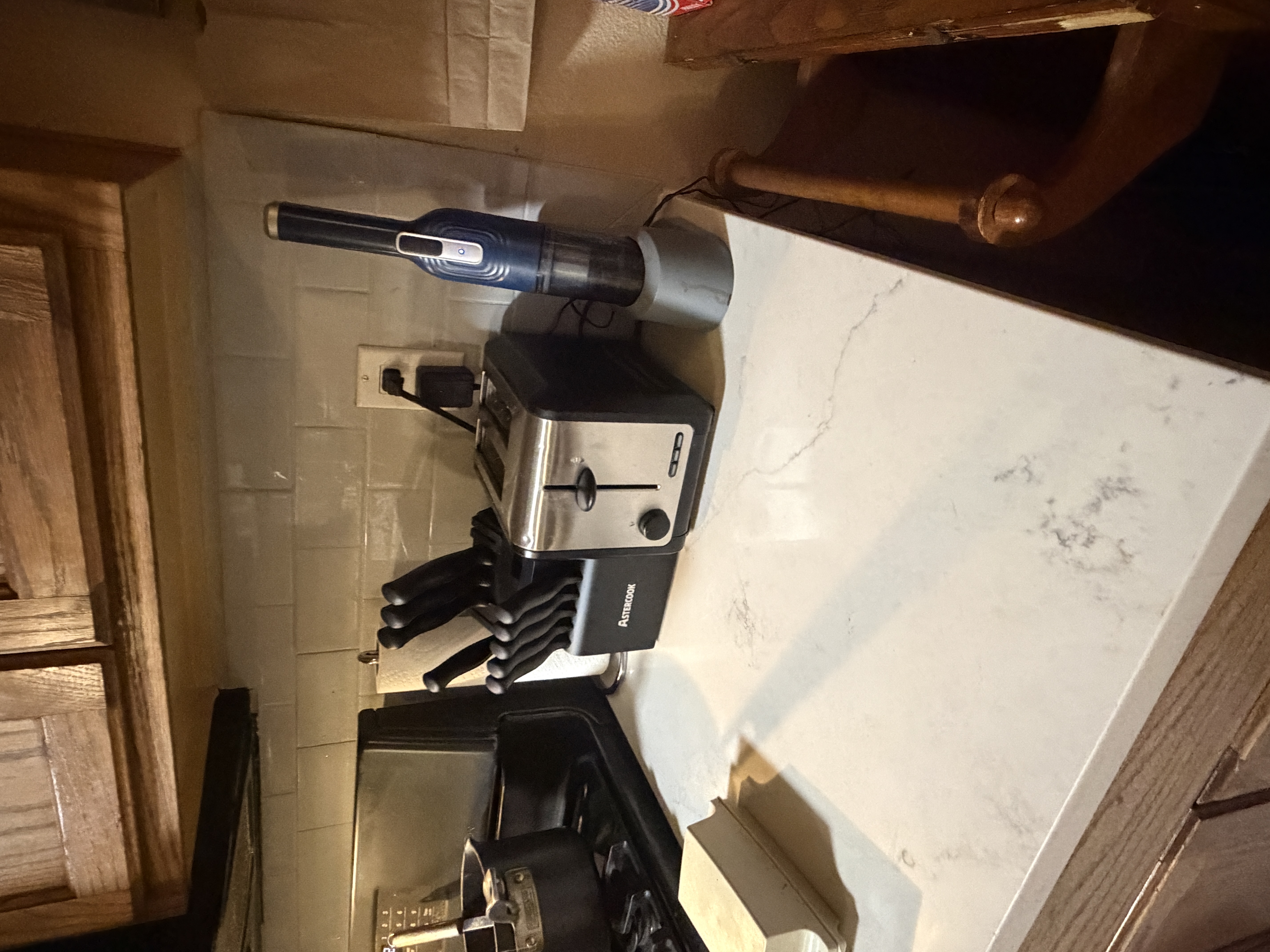 Stove-side counter and backsplash after cleanup